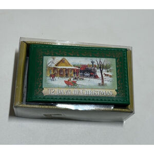 Vintage Animated Christmas Music Box Ice Skaters Gold Label NIB Works